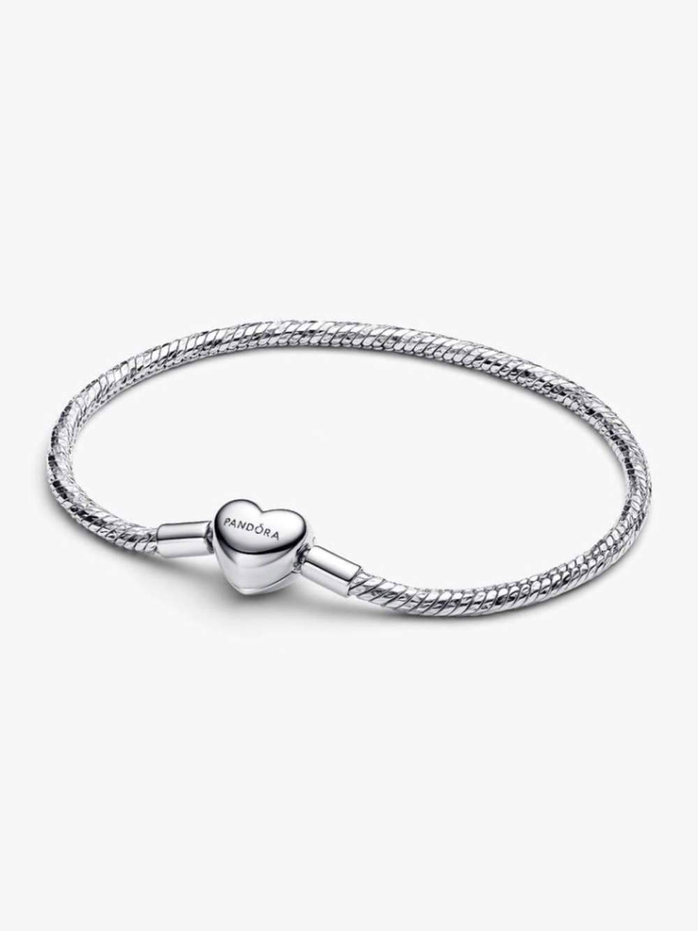 Pandora - Heart Clasp Faceted Snake Chain Bracelet